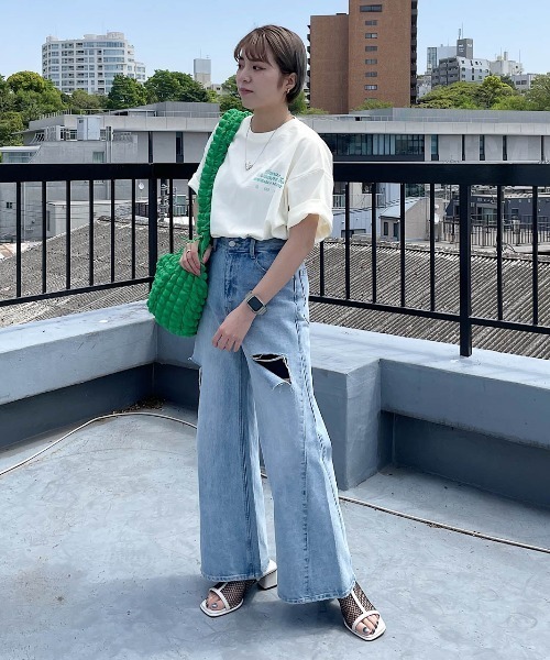 PAGEBOY（ページボーイ）の「リゾートアートTシャツ（Tシャツ/カットソー・レディース・オフホワイト/ピンク/チャコールグレー・FREE）」の19枚目の写真