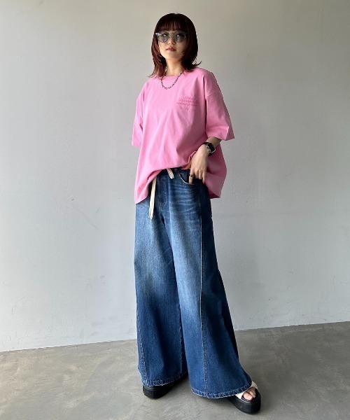 PAGEBOY（ページボーイ）の「リゾートアートTシャツ（Tシャツ/カットソー・レディース・オフホワイト/ピンク/チャコールグレー・FREE）」の8枚目の写真