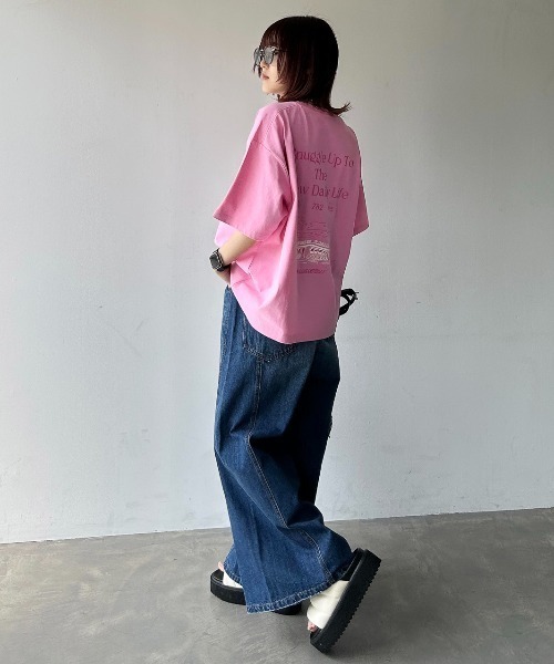 PAGEBOY（ページボーイ）の「リゾートアートTシャツ（Tシャツ/カットソー・レディース・オフホワイト/ピンク/チャコールグレー・FREE）」の16枚目の写真