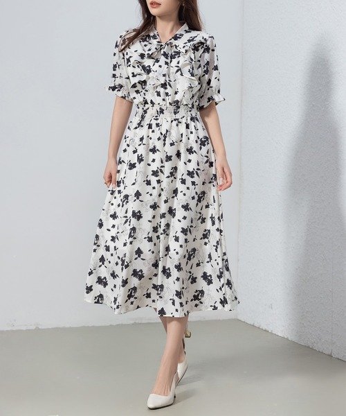 DAY CLOSET(デイ クローゼット)の「レディース 小花柄ボウタイシフォンAラインリゾートワンピース(ワンピース・レディース・ミント/ブルー/ライトブラウン/ブルー系その他/ピンク/ライトベージュ/ブラック/アイボリー・S/M/XL/L)」の20枚目の写真