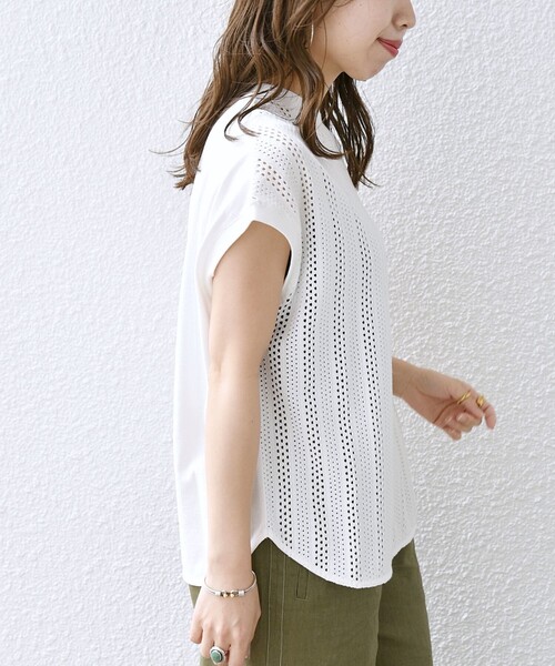 SHIPS any(シップス エニィ)の「SHIPS any:〈洗濯機可能〉アイレット クルーネック TEE(Tシャツ/カットソー・レディース・ホワイト/ブラック/イエロー・ONE SIZE)」の20枚目の写真