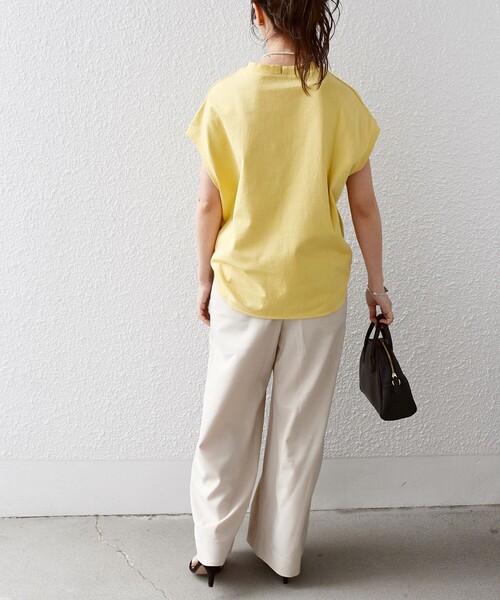 SHIPS any(シップス エニィ)の「SHIPS any:〈洗濯機可能〉アイレット クルーネック TEE(Tシャツ/カットソー・レディース・ホワイト/ブラック/イエロー・ONE SIZE)」の7枚目の写真