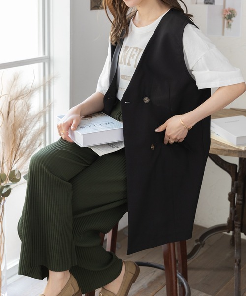 ロエフ　ギャバベスト　ジレ　値下げしました。お急ぎください。 Ada.（エイダ）の「秋・冬にヘビロテ間違いなし◎ 麻調オーバーサイズ