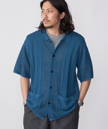 *SHIPS:〈手洗い可能〉12ゲージ リラックスフィット メッシュ ニット ポロ カーディガン