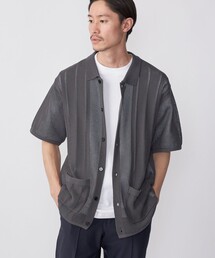 *SHIPS:〈手洗い可能〉12ゲージ リラックスフィット メッシュ ニット ポロ カーディガン
