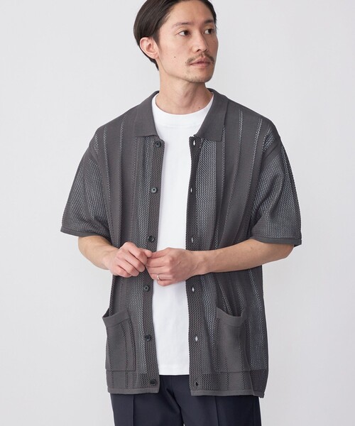 SHIPS(シップス)の「*SHIPS:〈手洗い可能〉12ゲージ リラックスフィット メッシュ ニット ポロ カーディガン(カーディガン/ボレロ・メンズ・グリーン/ダークグレー/ロイヤルブルー/ネイビー・SMALL/MEDIUM/LARGE)」の21枚目の写真