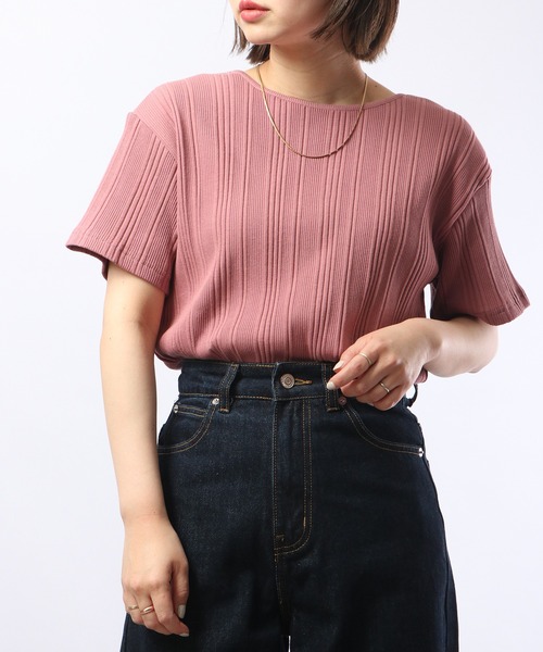 Arinomama（アリノママ）の「Arinomama 針抜きリブTシャツ（Tシャツ/カットソー・レディース・モカ/スモークピンク/スミクロ・FREE）」の20枚目の写真