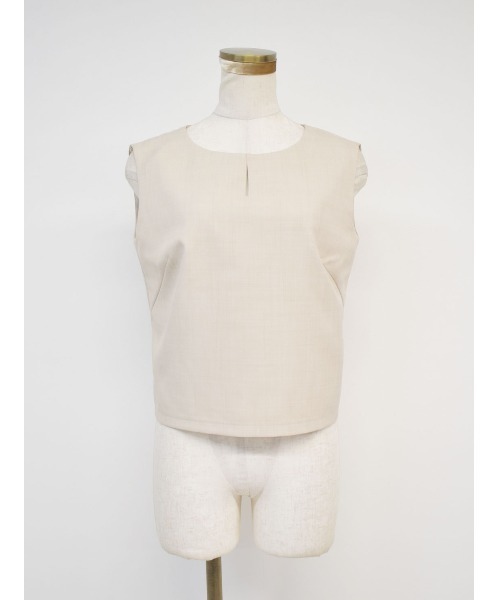 新品未使用☆CHIEKO+☆round back zip vest☆ベスト☆ジレ Perfect Suit FActory ベスト ジレ 麻調メッシュ ジレ カーキ