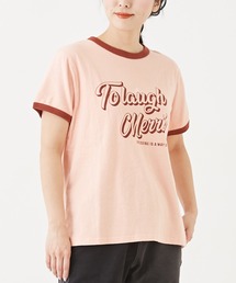CUBE SUGAR（キューブシュガー）の「綿麻天竺カットソーロゴプリントリンガーTシャツ（Tシャツ/カットソー）」