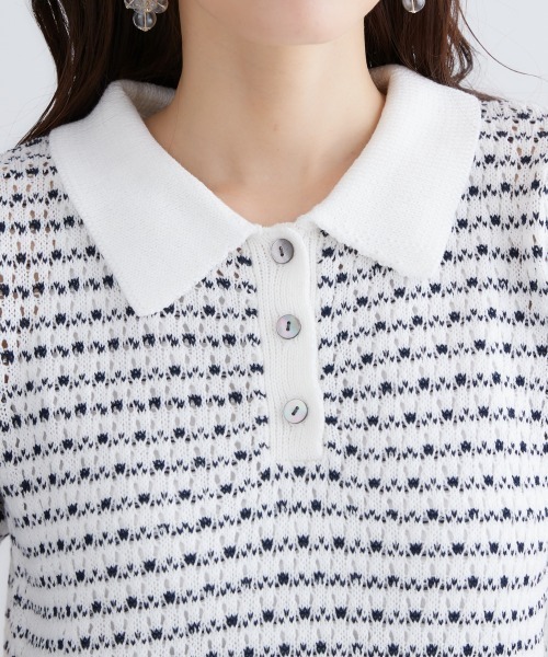 miclat（ミクラ）の「大きいサイズ　透かし編み衿付きニット　miclat（ニット/セーター・レディース・ホワイト系/ブラック系・L/LL/3L/4L/5L）」の12枚目の写真