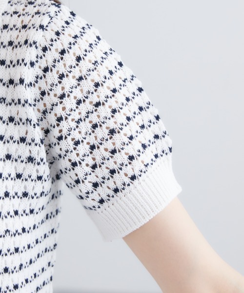 miclat（ミクラ）の「大きいサイズ　透かし編み衿付きニット　miclat（ニット/セーター・レディース・ホワイト系/ブラック系・L/LL/3L/4L/5L）」の21枚目の写真