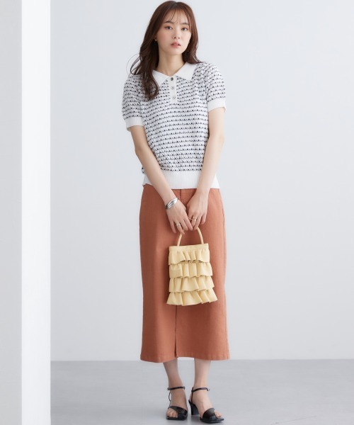 miclat（ミクラ）の「大きいサイズ　透かし編み衿付きニット　miclat（ニット/セーター・レディース・ホワイト系/ブラック系・L/LL/3L/4L/5L）」の3枚目の写真