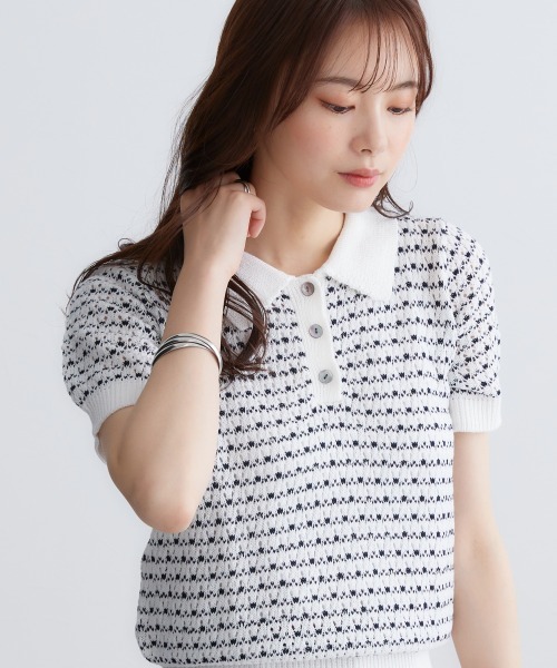 miclat（ミクラ）の「大きいサイズ　透かし編み衿付きニット　miclat（ニット/セーター・レディース・ホワイト系/ブラック系・L/LL/3L/4L/5L）」の15枚目の写真