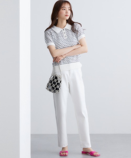 miclat（ミクラ）の「大きいサイズ　透かし編み衿付きニット　miclat（ニット/セーター・レディース・ホワイト系/ブラック系・L/LL/3L/4L/5L）」の20枚目の写真