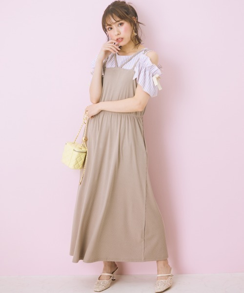 大きいサイズ＞ 肩出しストライプブラウス marun（シャツ