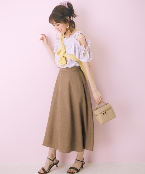 大きいサイズ＞ 肩出しストライプブラウス marun（シャツ