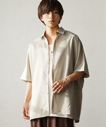 【MinoriTY】レギュラーカラーロング半袖シャツ ロング丈 メンズ 無地 秋服 夏服 オーバーサイズ ルーズシルエット
