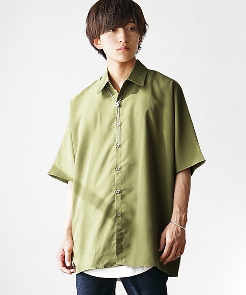 MinoriTY(マイノリティ)の「【MinoriTY】レギュラーカラーロング半袖シャツ ロング丈 メンズ 無地 秋服 夏服 オーバーサイズ ルーズシルエット(シャツ/ブラウス・メンズ・ブラック/ベージュ/ブルー/カーキ・M/L)」の13枚目の写真