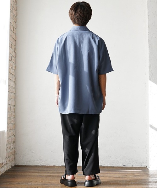 MinoriTY(マイノリティ)の「【MinoriTY】レギュラーカラーロング半袖シャツ ロング丈 メンズ 無地 秋服 夏服 オーバーサイズ ルーズシルエット(シャツ/ブラウス・メンズ・ブラック/ベージュ/ブルー/カーキ・M/L)」の20枚目の写真