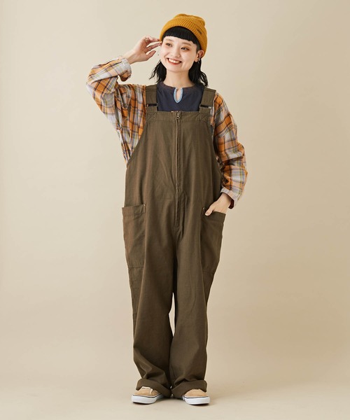 CUBE SUGAR（キューブシュガー）の「無地×チェック異素材切替チュニックTシャツ（Tシャツ/カットソー・レディース・カーキ/レッド/ネイビー・M）」の10枚目の写真