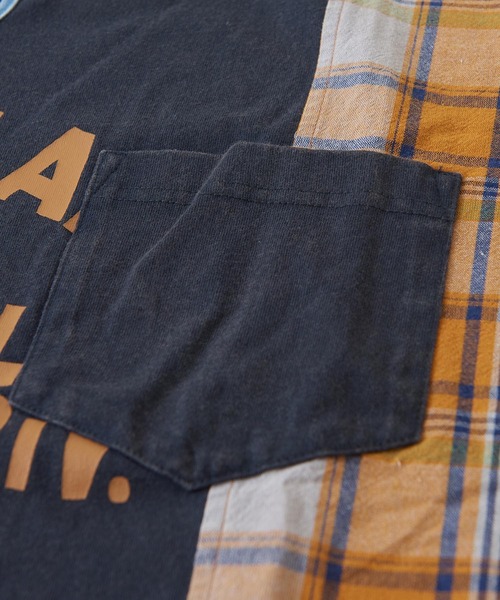 CUBE SUGAR（キューブシュガー）の「無地×チェック異素材切替チュニックTシャツ（Tシャツ/カットソー・レディース・カーキ/レッド/ネイビー・M）」の16枚目の写真