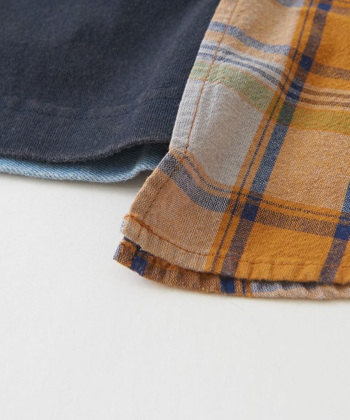 CUBE SUGAR（キューブシュガー）の「無地×チェック異素材切替チュニックTシャツ（Tシャツ/カットソー・レディース・カーキ/レッド/ネイビー・M）」の21枚目の写真
