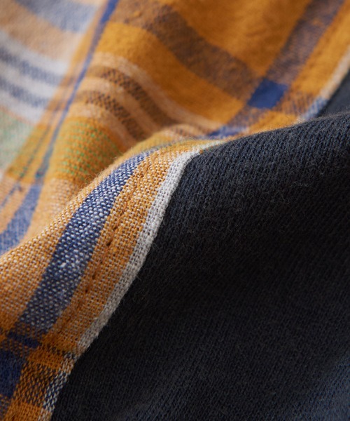 CUBE SUGAR（キューブシュガー）の「無地×チェック異素材切替チュニックTシャツ（Tシャツ/カットソー・レディース・カーキ/レッド/ネイビー・M）」の22枚目の写真