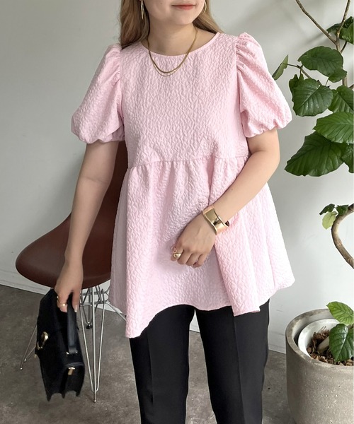 prose verse（プロズヴェール）の「バックリボンフラワージャガードペプラムブラウス（シャツ/ブラウス・レディース・ピンク/オフホワイト/ブラック・MEDIUM）」の20枚目の写真