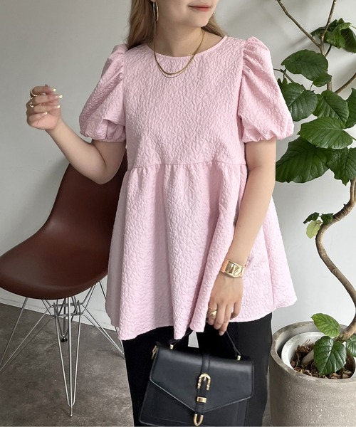 prose verse（プロズヴェール）の「バックリボンフラワージャガードペプラムブラウス（シャツ/ブラウス・レディース・ピンク/オフホワイト/ブラック・MEDIUM）」の14枚目の写真