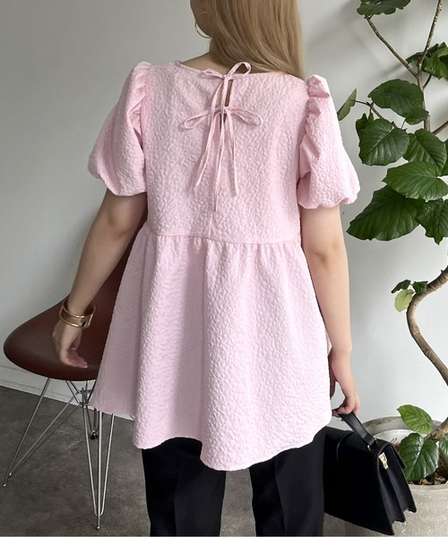 prose verse（プロズヴェール）の「バックリボンフラワージャガードペプラムブラウス（シャツ/ブラウス・レディース・ピンク/オフホワイト/ブラック・MEDIUM）」の21枚目の写真