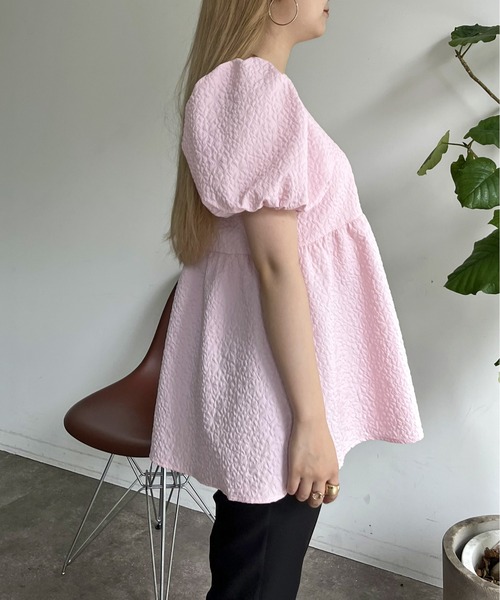 prose verse（プロズヴェール）の「バックリボンフラワージャガードペプラムブラウス（シャツ/ブラウス・レディース・ピンク/オフホワイト/ブラック・MEDIUM）」の9枚目の写真