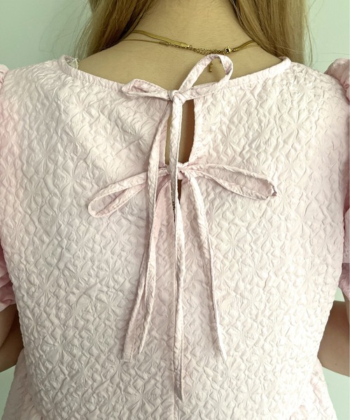 prose verse（プロズヴェール）の「バックリボンフラワージャガードペプラムブラウス（シャツ/ブラウス・レディース・ピンク/オフホワイト/ブラック・MEDIUM）」の16枚目の写真