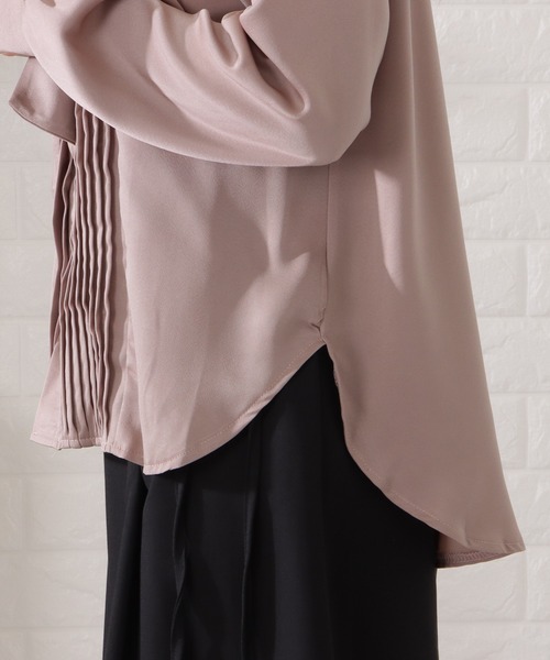 Lace Ladies(レースレディース)の「ボウタイ付きとろみピンタックブラウス(シャツ/ブラウス・レディース・ネイビー/ブラック/グレイッシュベージュ/グレー・S/FREE)」の14枚目の写真