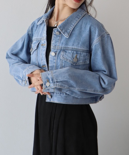 BLUEEAST（ブルーイースト）の「ショートデニムジャケット（デニムジャケット・レディース・ネイビー/ブルー・MEDIUM）」の7枚目の写真