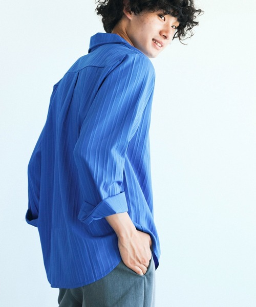 aimoha（アイモハ）の「aimoha mens モード系エンボス加工シャツ（シャツ/ブラウス・メンズ・チョコ/ブルー/ホワイト/ブラック・MEDIUM/LARGE/XX-LARGE/X-LARGE）」の4枚目の写真