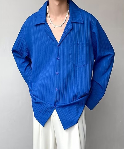 aimoha（アイモハ）の「aimoha mens モード系エンボス加工シャツ（シャツ/ブラウス・メンズ・チョコ/ブルー/ホワイト/ブラック・MEDIUM/LARGE/XX-LARGE/X-LARGE）」の15枚目の写真