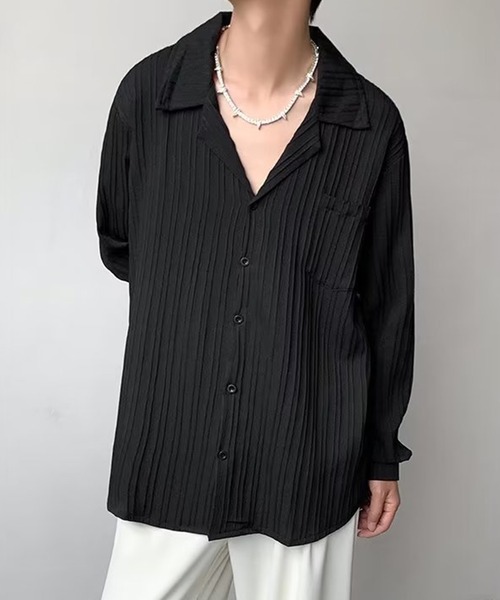 aimoha（アイモハ）の「aimoha mens モード系エンボス加工シャツ（シャツ/ブラウス・メンズ・チョコ/ブルー/ホワイト/ブラック・MEDIUM/LARGE/XX-LARGE/X-LARGE）」の11枚目の写真