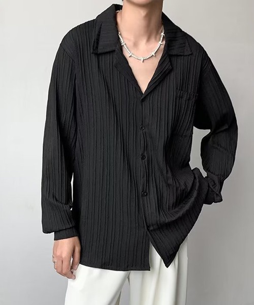 aimoha（アイモハ）の「aimoha mens モード系エンボス加工シャツ（シャツ/ブラウス・メンズ・チョコ/ブルー/ホワイト/ブラック・MEDIUM/LARGE/XX-LARGE/X-LARGE）」の12枚目の写真