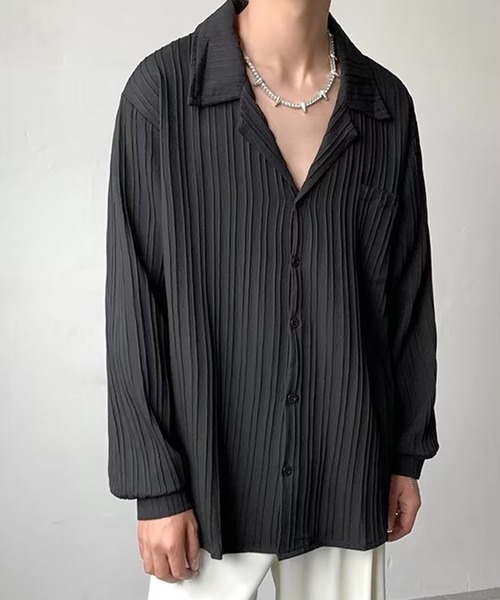 aimoha（アイモハ）の「aimoha mens モード系エンボス加工シャツ（シャツ/ブラウス・メンズ・チョコ/ブルー/ホワイト/ブラック・MEDIUM/LARGE/XX-LARGE/X-LARGE）」の13枚目の写真