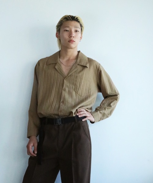 aimoha（アイモハ）の「aimoha mens モード系エンボス加工シャツ（シャツ/ブラウス・メンズ・チョコ/ブルー/ホワイト/ブラック・MEDIUM/LARGE/XX-LARGE/X-LARGE）」の18枚目の写真
