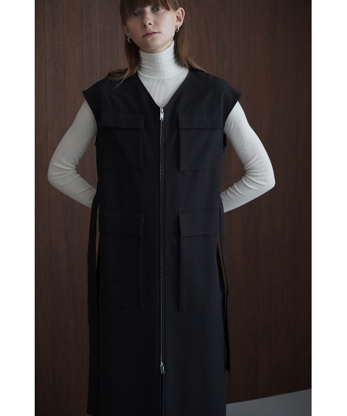 CLANE（クラネ）の「2WAY POCKET DESIGN ZIP ONEPIECE（シャツワンピース・レディース・アイボリー/ブラック・0/1/2）」の19枚目の写真
