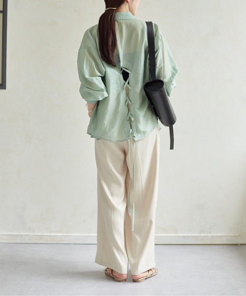 Thevon(ゼボン)の「ベルト付きハイウエストタックパンツ(スラックス・レディース・ブラック/ブラウン/グレイッシュベージュ/アイボリー/ベージュ/チャコールグレー/グリーン/カーキ/イエロー・FREE/TM/S)」の17枚目の写真