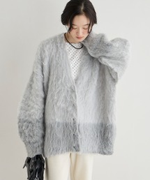 【forksy.】<モンスターシリーズ>シャギーニットルーズVネックカーディガン