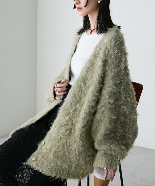 セール】【forksy.】モンスターシャギーニットルーズVネック