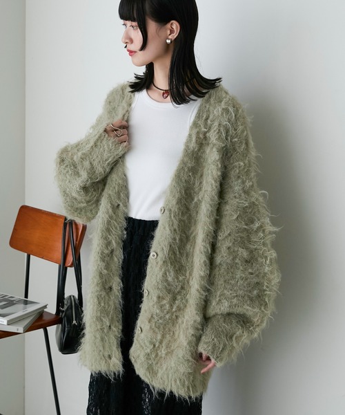 セール】【forksy.】モンスターシャギーニットルーズVネック