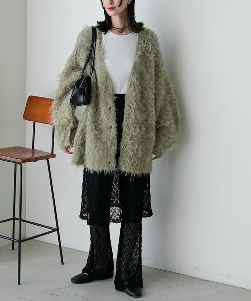 セール】【forksy.】モンスターシャギーニットルーズVネック