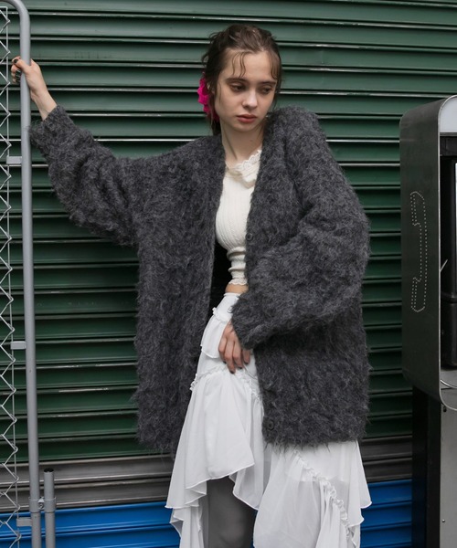 セール】【forksy.】モンスターシャギーニットルーズVネック