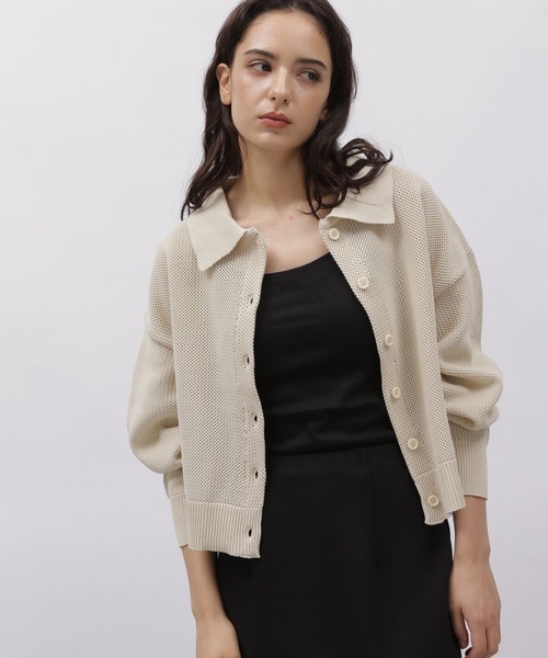 LAKOLE（ラコレ）の「ポロ襟ニットカーデ / 977354（カーディガン/ボレロ・レディース・モカ/ナチュラル/ワインレッド/ブラック・MEDIUM/SMALL）」の4枚目の写真