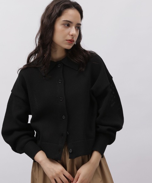 LAKOLE（ラコレ）の「ポロ襟ニットカーデ / 977354（カーディガン/ボレロ・レディース・モカ/ナチュラル/ワインレッド/ブラック・MEDIUM/SMALL）」の2枚目の写真