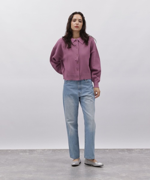 LAKOLE（ラコレ）の「ポロ襟ニットカーデ / 977354（カーディガン/ボレロ・レディース・モカ/ナチュラル/ワインレッド/ブラック・MEDIUM/SMALL）」の17枚目の写真